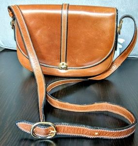 Lord & Taylor Brown Leather Crossbody Handbag